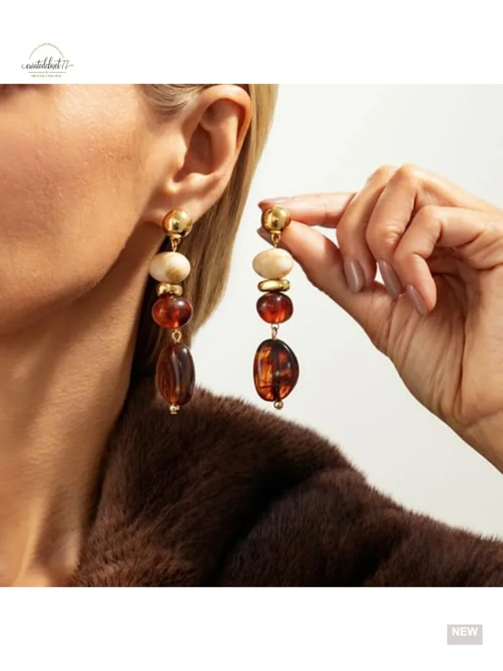 Chunky Resin Dangle Earrings Vintage Geometric Statement Jewelry